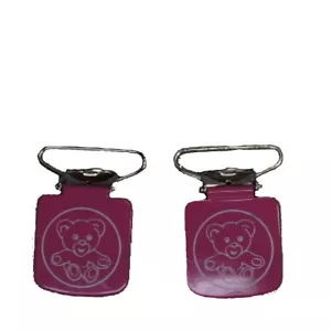Clip de pantalón infantil con oso 25 mm rosa 2 piezas - Imagen 1 de 1