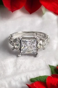 Vintage Design CZ Sterling Engagement, Wedding, Promise, Cocktail Ring Size 10 - Picture 1 of 2