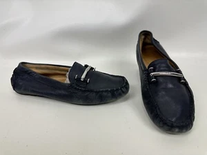 Ralph Lauren Caliana Leather Driving Shoes Moccasin Blue Loafer Women Size 7.5B - Picture 1 of 9