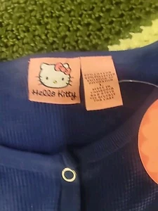 Girls Hello Kitty 2003 Blue Thermal Shirt, Vintage New With Tags - Picture 1 of 6