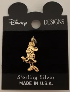 Disney MINNIE MOUSE Sterling Silver Gold Plate Charm Vintage - Picture 1 of 3