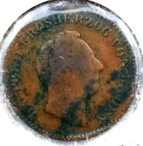 1852 Germany Baden 1/2 Kreuzer Leopold Copper Coin KM# 213 VG Craig 100A - Picture 1 of 2