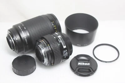 Lot of 2 Nikon AF Zoom-Nikkor 70-300mm F/4-5.6 + 35-70mm F/3.3-4.5 Ai-s Lens - Image 1 of 4