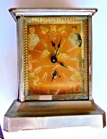 Antique Turkish Wind-up Alarm Working Mantel Alarm Clock w/ Key Cover
