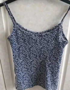 NEW LOOK Strappy Top Size 10 Navy & White - Picture 1 of 4