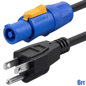 6FT Neutrik NAC3FCA Blue PowerCON Cable to NEMA 5-15P Power Connector 16AWG SJT - Bild 1 von 7