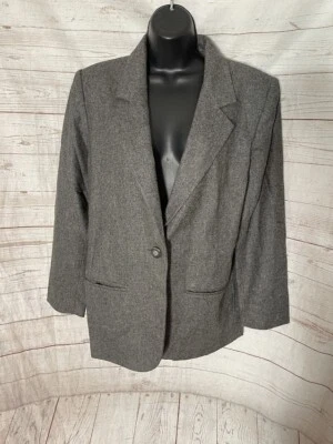 Blazer gris Sag Harbor Petite para mujer con un botón talla 10P Foto 1 de 4