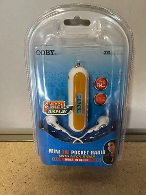 Coby CX61 Mini FM Pocket Radio w/ Neck Strap Built In Clock New Sealed C05 - Image 1 of 2
