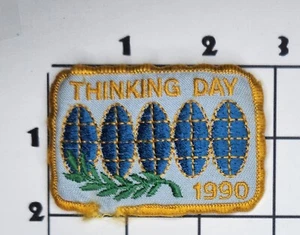 Thinking Day 1990 Patch GSUSA Embroidered Iron On Girl Scouts Uniform Upcycle - Picture 1 of 1