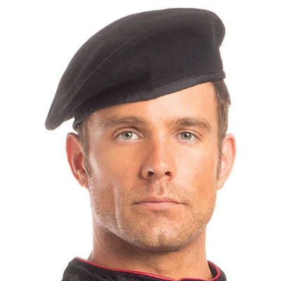 Costume Beret Hat Adjustable Drawstring Back Military Army Soldier Unisex 236 - Image 1 of 3