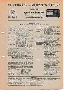 Manual de servicio Telefunken Hymnus Stereo 2004 - Imagen 1 de 1