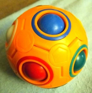 Orange Rubiks Style Rainbow Ball Fidget Toy For Kids Children or Adults - Picture 1 of 5