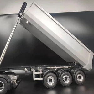 Metal 1/14 Unpainted Hydraulic 3 Axles RC Semi-Dump Trailer for Tractor Trucks - Picture 1 of 11