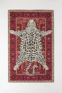 Leopard Rugs Hand Knotted Wool And Cotton Carpets Living Room Animal Print Rug - Picture 1 of 4