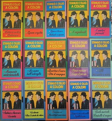 STANLIO E OLLIO A COLORI - 15 VHS usate in perfette condizioni - ED. VIDEORAI - Immagine 1 di 2
