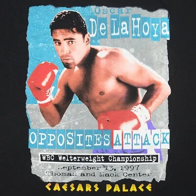 Caesars Mens 1997 Oscar De La Hoya Opposites Attack Boxing T Shirt Sz XL USA - Image 1 of 4
