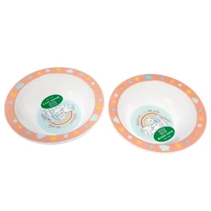 Set ciotole cartoni animati per bambini bordo rosa microonde sicuro design orso arcobaleno - Foto 1 di 10