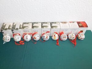 9 Stück Hutschenreuther Weihnachtskugeln+Verpackung 87,89,90,91,92,93,95,96,98