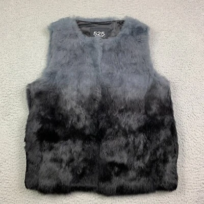 Chaleco de piel de conejo para mujer pequeño 525 AMERICA LUXE negro gris ombre teñido frente abierto Foto 1 de 4