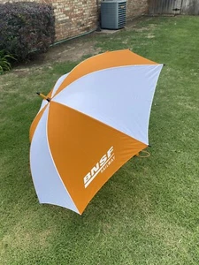 “BNSF” - Haas Jordan - 60" UV Protection - Canopy Umbrella - Orange-White - Picture 1 of 6