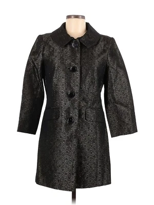 Abrigo Apostrophe Talla XL Negro Dorado Metálico Botón Frontal Chaqueta Imitación Bolsillos Forrado Foto 1 de 4