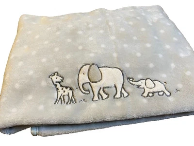 1T LN CIRCO Gray Polka Dot ELEPHANTS GIRAFFE Plush baby crib Blanket Two by Two - Image 1 of 4
