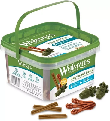 BRANDED Whimzees Natural Dental Dog Chew Long lasting Variety Box Mixed Shapes SMALL 56