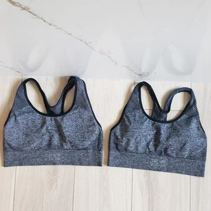Victorias Secret PINK Sport Bra Lot Womens M Gray Seamless Racerback Bundle of 2 - Picture 1 of 4