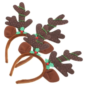 Tocado de cornamenta larga de Navidad con aros creativos para el cabello 2 piezas - Imagen 1 de 12