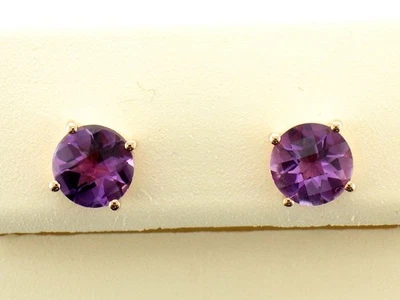 LeVian 14K Rose Gold Push Back Stud Earrings for Her with 2 Ct. Purple Amethyst - Image 1 of 4