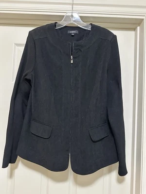 Elementz Women's Black Zip Up Suede Sweater Jacket Size L - Image 1 of 2