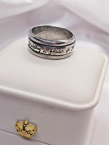 Vintage Men's Sterling Silver Ring Israel Prayer Wed Spinner Band 9.1 Gr Sz10.5 - Picture 1 of 12