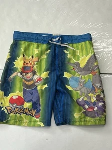 Vintage POKEMON Pikachu Multi Character 2008 Swim Trunks Boys Size M (8) Faded - Picture 1 of 7