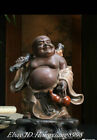 8&quot; Old China Wu Cai Porcelain Happy Laugh Maitreya Buddha Moneybag Wealth Statue