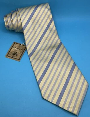 Precio de venta sugerido por el fabricante $75 Corbata Tommy Bahama Off Island para hombre seda dorada/azul ángulo a rayas Foto 1 de 4