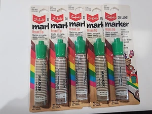 NOS Vintage Green Sanford Deluxe Permanent Markers Carded Sealed Lot of 5 USA - Picture 1 of 5