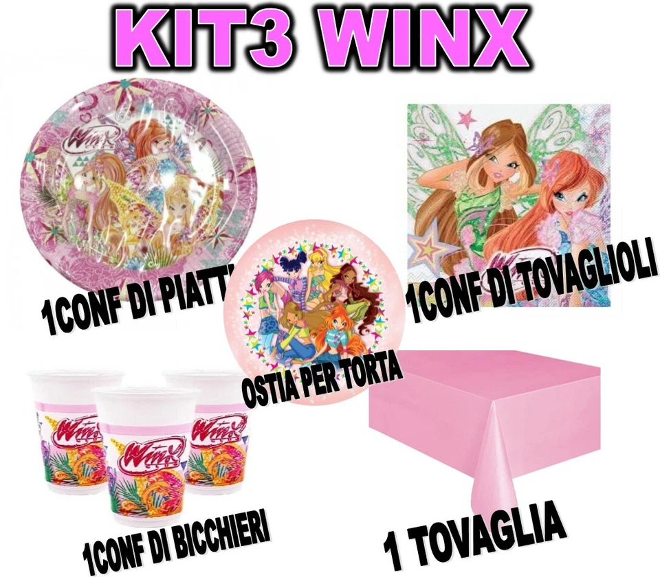 Kit festa + ostia WINX compleanno TAVOLA ADDOBBI PARTY piatti STELLA BLOOM FLORA - Immagine 1 di 1
