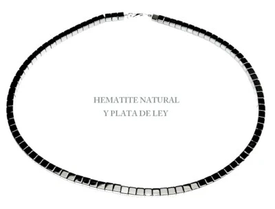 Collana Di Ematite Dadi 4X4 Mm. Nuevo. Argento Da Legge. Anti Stress Lungo 43 CM - Immagine 1 di 3