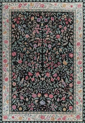 Floral Aubusson Chinese Oriental Area Rug Vegetable Dye Hand-knotted Wool 10x13 - Image 1 of 4