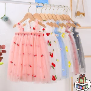 Kids Girls Casual Layered Tulle Dresses Princess Birthday Party Beach Dress 1-6Y - Picture 1 of 54