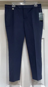 NWT, RALPH LAUREN Pants-Navy Cotton Blend, Front Zip, Gold Logo, Cropped, 10P - Picture 1 of 7