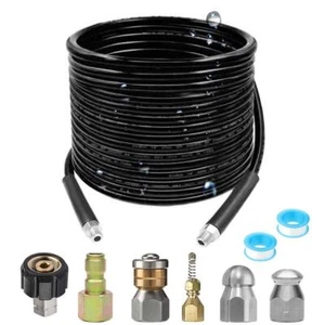 Pressure Washer Sewer Jetter Kit - 50Ft Hydro Drain Jetter Cleaner Hose Corner - Picture 1 of 7