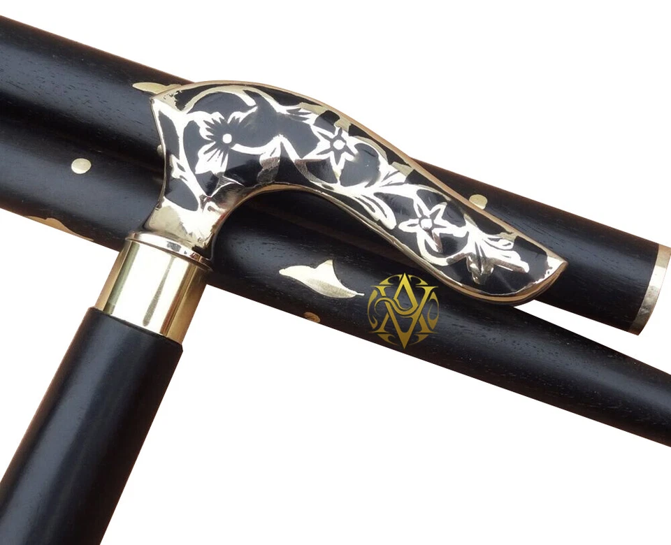 Bastón victoriano de latón bastón macizo de madera para caminar bastones informales para hombres/mujeres Foto 1 de 4