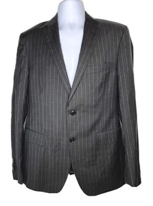 Vintage ETRO Mens Wool Slim Fit Pinstripe Blazer Jacket Paisley Silk Lined Gray - Picture 1 of 12