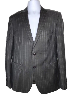 Chaqueta Blazer Vintage ETRO Para Hombres Lana Calce Ajustado Rayas Cachemira Seda Forrada Gris Foto 1 de 4
