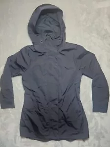 Athleta Women's Winter Jacket Medium Full Zip Snap Button Hooded Black Pockets - Picture 1 of 12