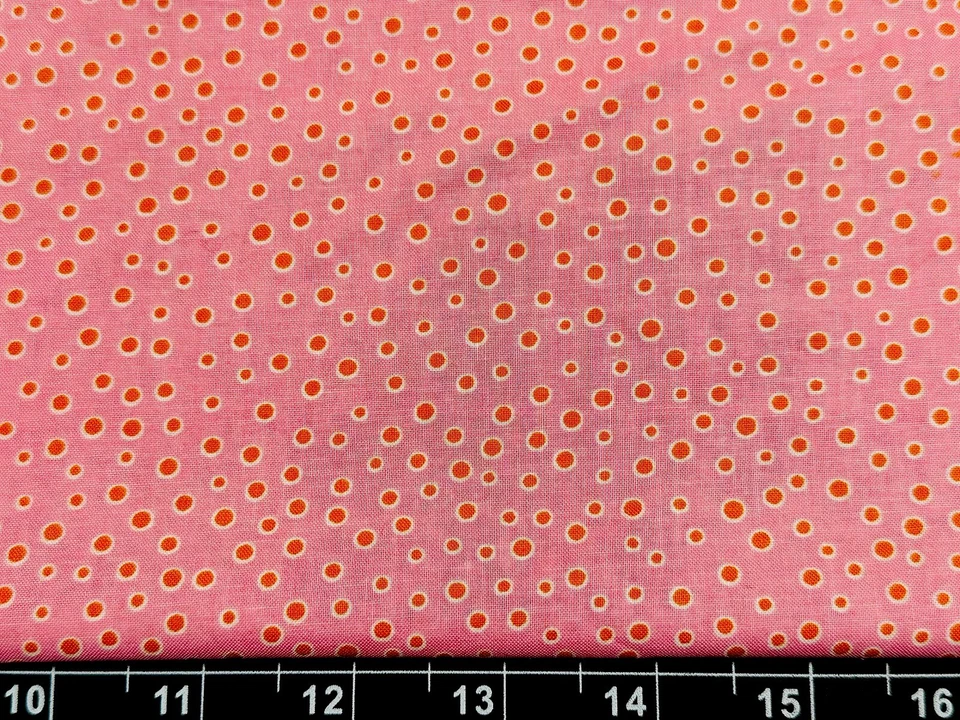 Fat Quarter 18”x21” Polka Small Dots Pink Orange Easter Circles Cotton Fabric - Image 1 of 1