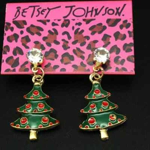 Betsey Johnson Strass grün Emaille Weihnachtsbaum Ohrstecker Stil 2 - Bild 1 von 2