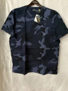 POLO RALPH LAUREN maglietta uomo blu mimetica tasca seno manica corta-XL-NUOVA CON ETICHETTE - Foto 1 di 5