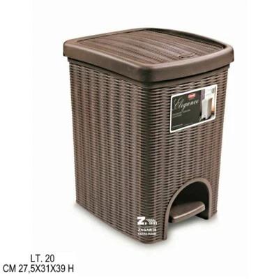 STEFANPLAST PATTUMIERA A PEDALE ELEGANCE LT. 20 TORTORA EFFETTO RATTAN IN PLASTICA